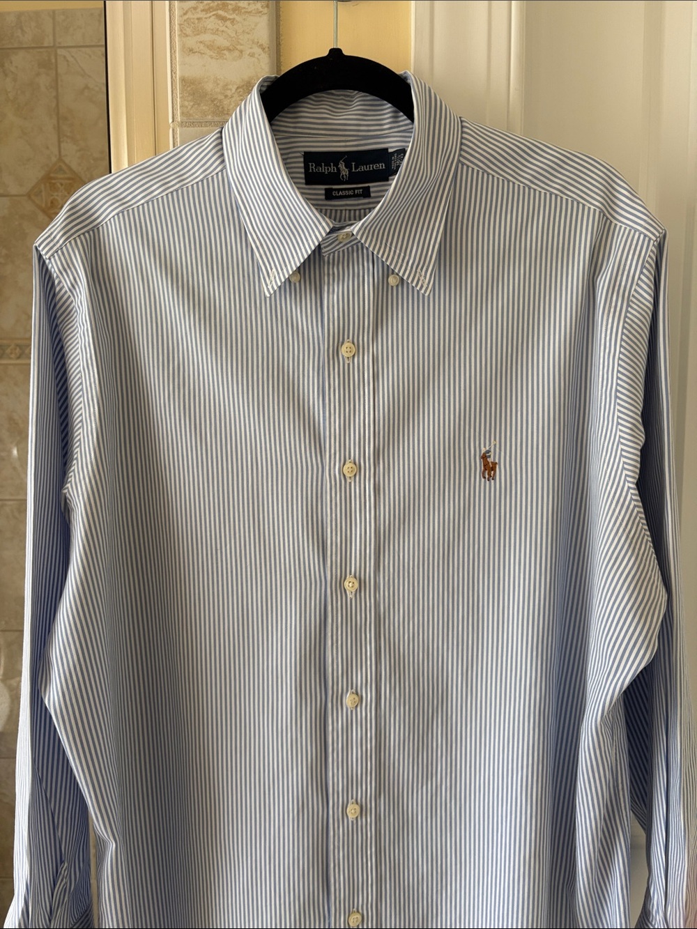 Ralph Lauren Light Blue & White Pinstripe Button-Down Shirt
